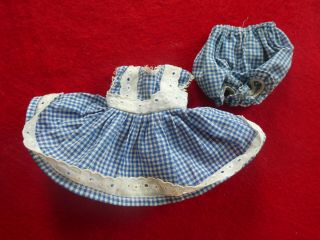 Vintage Ginny Doll Checked Dress/white Lace Trim,  Bloomers,  Tagged