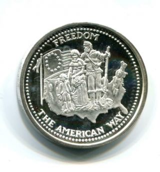 . 999 Silver 1oz Coin / Round : Vintage Johnson Matthey : Freedom American Way