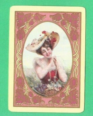 1 Rare Vintage Wide Us Nmd Playing Swap Card Annette Lady Flowers C1900 2