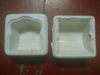 Vintage Porcelain Ceramic Soap Dish And Toilet Paper Holder