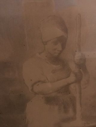 Rare Antique Photo Drawing Slave African American Churning Butter 20x 14 Old 2