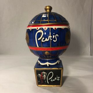 Rare Paris Las Vegas Ceramic Hot Air Balloon Drink Cup/mug With Lid 9 " Tall