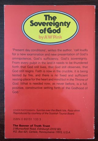 The Sovereignty of God Arthur W.  Pink Paperback Rare 1988 Edition Fast 2