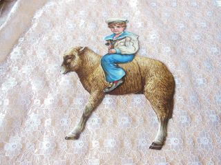 Rare Victorian Mechanical/articulated Card/ Boy Riding A Sheep/raphael Tuck