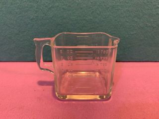 Vintage Square Clear Glass Measuring Cup 8oz Kellogg Cereal Promotion Rare