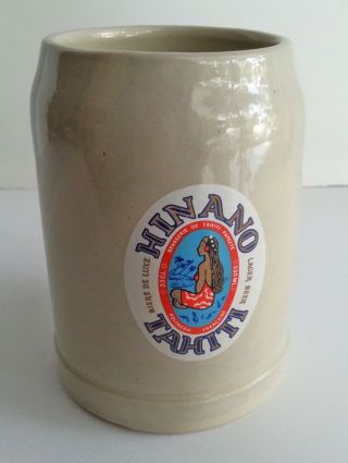 Hinano Tahiti Beer Mug Cup Woman Girl Logo 5 " Tall 1/2 Liter Stein Rare Vintage