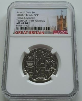 2020 Great Britain 50p Ngc Ms67 Dpl Tokyo Olympics Team Gb First Releases Rare