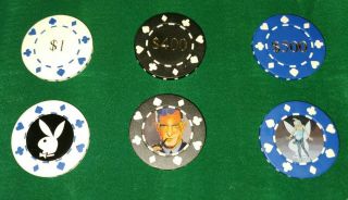 6 Pc Playboy Very Rare Poker Chips