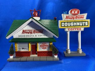 Dept 56 Krispy Kreme Doughnut Shop Lighted Snow Village 55071 Retired - Rare