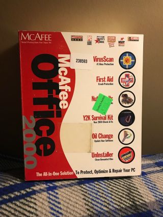Mcafee Office 2000 Total Protection Virus Crash Big Box Complete Cib Rare