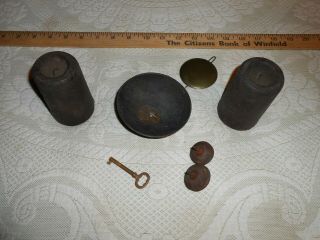 Antique Eli Terry Type Seth Thomas Weights Key Rollers Replacement Or Parts