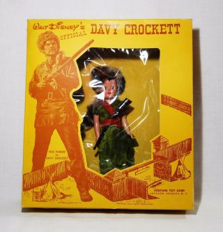 Rare 1955 Walt Disney Official Davy Crockett Doll By Fortune Toy Leather Dolls