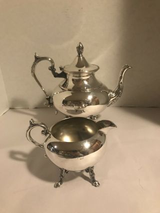 Vintage Sheridan Silver On Copper Footed Teapot And Creamer.