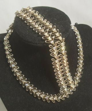 Vintage Coro Gold Plate Aurora Borealis Rhinestone Necklace & Bracelet Set Rare