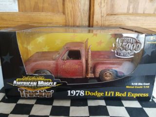 1/18 Scale Diecast Ertl Rare Red 1978 Dodge Lil Red Express Truck Weathered Barn