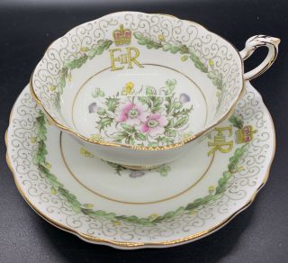 Rare Paragon 1953 Queen Elizabeth Coronation Tea Cup & Saucer England Bone China
