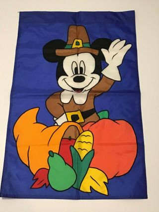Rare Htf Disney Mickey Mouse Thanksgiving Large House Garden Flag 28x43