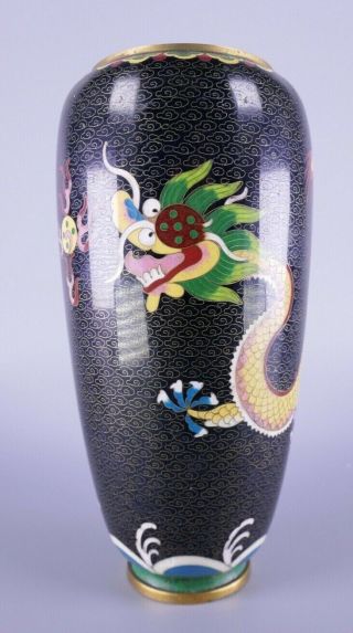 Fine Old Chinese Cloisonné Dragon Vase Scholar Work Of Art