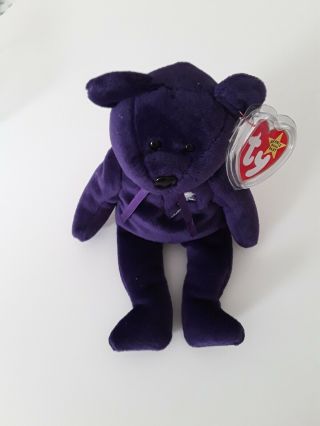 Ty Bear Princess Diana 1997 Retired Beanie Baby Purple Rare