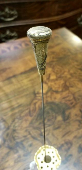 Antique Japanese DAMASCENE Komai BRASS Mixed Metal Serpent Hatpin 12 inches long 3