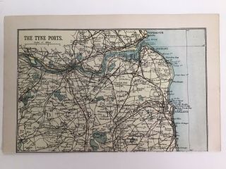 The Tyne Ports C1886 Antique County Map Philip Railway Mineral Lines Sunderland