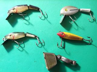 4 Vintage Fishing Lures And Bite Alarm Bell - - L&s Mirrolure