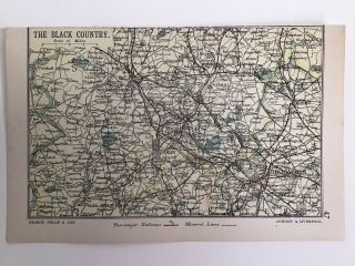 The Black Country C1886 Antique County Map Philip Railway Mineral Lines
