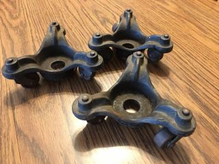 3 Antique Cast Iron Stove - Piano Moving Caster Wheel Dollies Unmarked