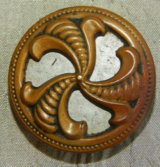 Antique Victorian Button Brass & White Metal Aprx:1 - 1/8 " 539 - C