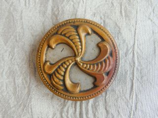 Antique Victorian Button Brass & White Metal Aprx:1 - 1/8 