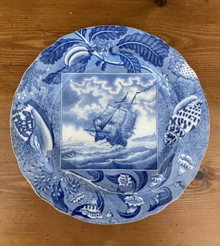 Rare Antique Staffordshire Series Blue Transferware Dinner Plate 2