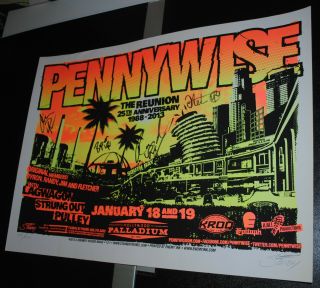 Pennywise Hollywood Ca 2013 Concert Poster Band Signed Autographed /500 Rare