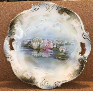 Antique R.  S.  Prussia Waterlilies Cake Plate 11”
