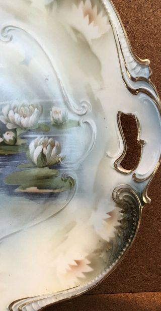 Antique R.  S.  Prussia Waterlilies Cake Plate 11” 3