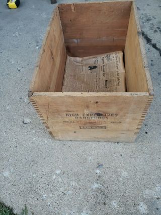 Antique Wooden Dupont High Explosives Crate Dovetail 50 LBS Wood Box Very Sturdy 2