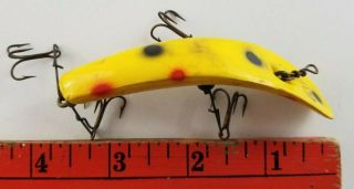 Vintage Helin U20 Flatfish Yellow Black Red Dots Bass Fishing Lure (dirty)