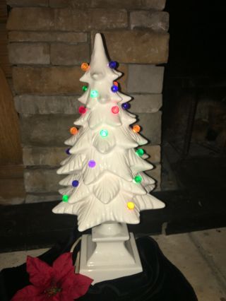 Vintage Rare White Ceramic Christmas Tree,  18 Tall