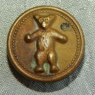 Antique Picture Button Teddy Roosevelt Bear Aprx:5/8 " 901 - F