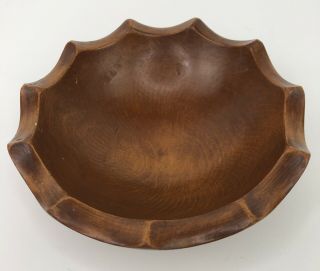 Woodcraftery Wood Salad Fruit Bowl With Ruffled Edge Centerpiece Usa Made