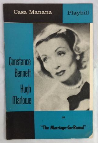 1961 Rare Casa Manana Fort Worth Program The Marriage Go Round Constance Bennett