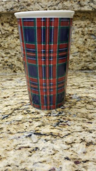 Starbucks 2017 Holiday Ceramic Traveler 11 Oz Tumbler Christmas Mug Plaid Rare