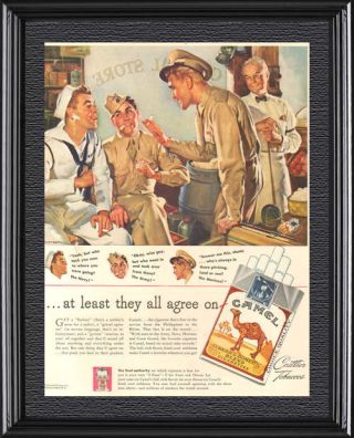 VTG 1940 ' s WWII U.  S.  Navy Sailor ARMY Soldier MARINES USMC CAMEL Cigarette Ad 2