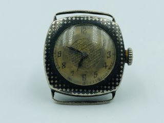 Antique Wwi Trench Military Watch Swiss Made Silver Case 0,  800 Black Dial