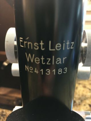 Rare Vintage Ernst Leitz Wetzlar German Microscope w Case and 2