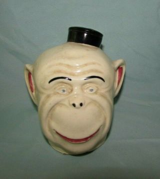 Antique Monkey Head Porcelain Painted Coin Bank