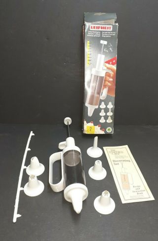Vtg Leifheit One Hand Cake Decorator Tool 6 Icing Piping Nozzles Tips Decorating