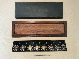 Antique The Lightning Calculator Adding Machine,  Hardwood base,  box 2