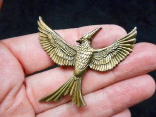 Authentic Vintage Antique Bronze " Phoenix Bird " Rise From The Ashes Tack Pin