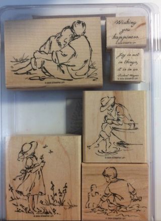 Stampin Up Summer By The Sea Stamp Set Wood Mount Rare In Plastic Case
