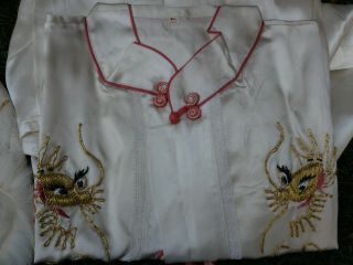 OLD CHINESE SILK STYLE CLOTHING SET WITH EMBROIDERED DRAGON RARE 2